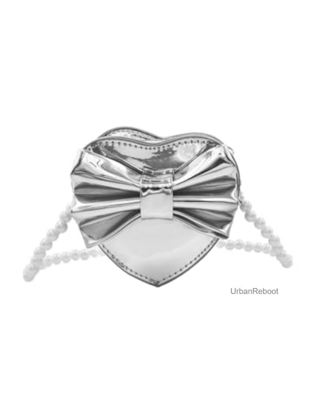 Heart Shape Faux Leather Crossbody Bag Mini Purse Pearl Strap for Girls